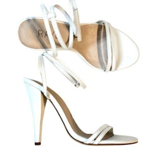 RAYE REVOLVE Clara Heels in White Leather Ankle Wrap Size 6.5 - Picture 6 of 14